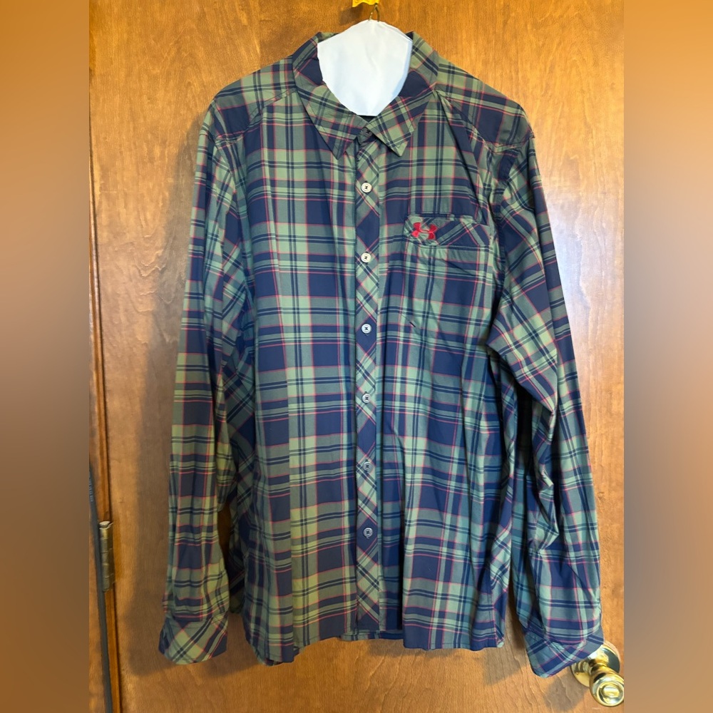 Under Armour Blue and Green Plaid Shirt